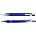 Fém tollkészlet, fekete tollbetéttel, fém dobozban, kék (3298-23CD)