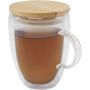 Leona üveg csésze bambusz fedéllel, 350 ml, átlátszó