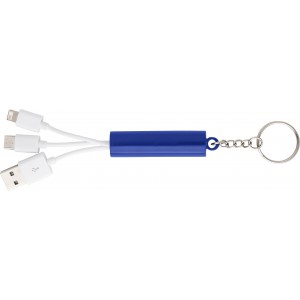 3in1 töltőkábel és kulcstartó, kék (vezeték, elosztó, adapter, kábel)