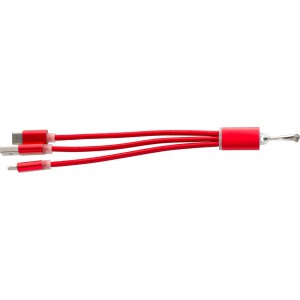3in1 töltőkábel, piros (vezeték, elosztó, adapter, kábel)